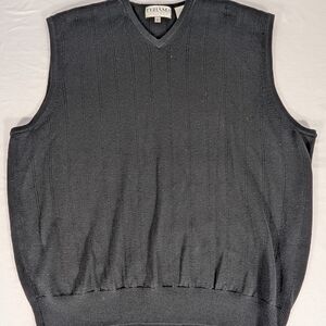 TEHAMA  Clint 100% Merino Wool Men's V-Neck Black Sweater Vest Size XL